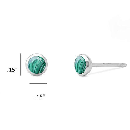 Boma Jewelry Sterling Silver Mini Circle Stud Earrings - color: Malachite