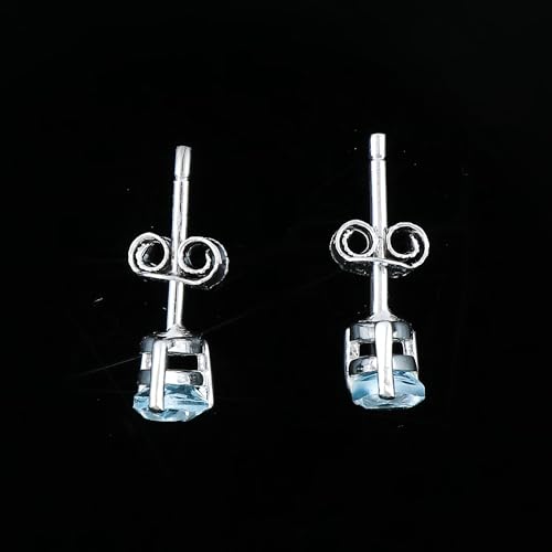 Real Blue Topaz Crystal Studs Earring Pair with Push Backs, Natural Gemstone, Birthstone, Brilliant Cut Pear Crystal, Healing Stone, Gift for Women, 925 Sterling Silver