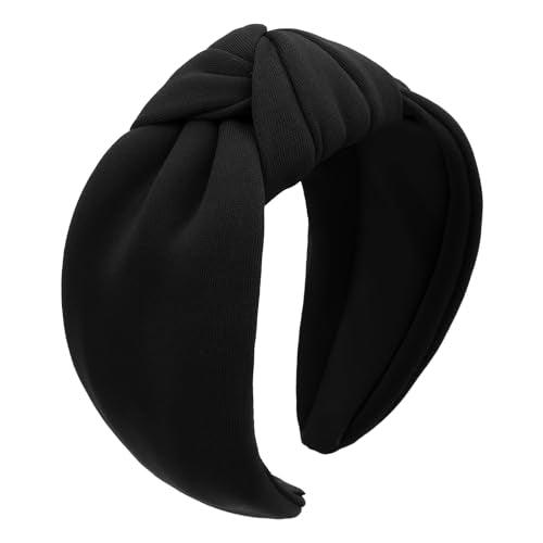 YISSION Black Knotted Headband Wide Headbands for Women Non Slip Head Band Fashion Top Knot Hairband Hair Accessories for Women Girls - color: Black