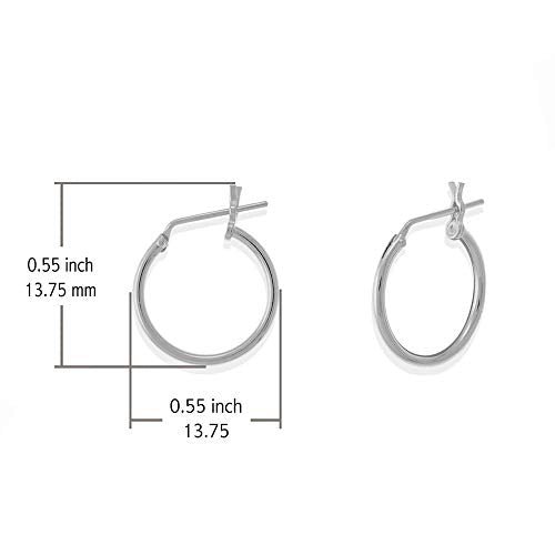 Boma Jewelry Sterling Silver Classic Snap Down Closure Tube Hoop Earrings - size: 0.5 inches