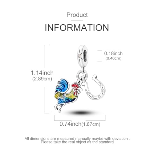 925 Silver Charm for Bracelets Animal Pet Insect Series Women Jewelry Gift - color: Yellow rooster