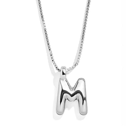 BaubleBar Gold-Plated Initial Necklace - Bubble or Signature Letter Pendant, 17-Inch Chain Necklace with Lobster Clasp, Fashion Jewelry, Perfect Personalized Gift for Women - color: M