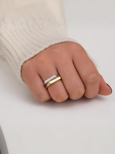 Stainless Steel Square Shape Signet Style Classical Simple Plain Wedding Engagement Statement Ring