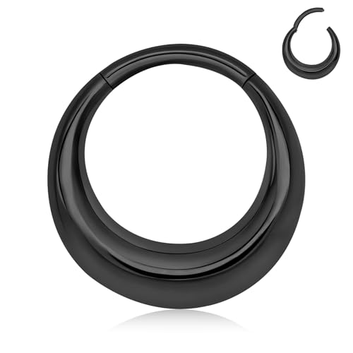 Titanium Septum Rings, Nose Rings Hoops for Women, Segment Nose Rings 16G 8mm/10mm Hypoallergenic Cartilage Conch Helix Rook Hoop Earrings - color: Black, size: 16 Gauge 8mm