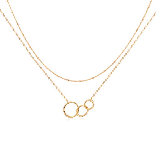 MEVECCO Dainty Pendant Layered Necklaces for Women | 18K Gold Plated Brass, 2-Piece Set With A Choker-Length Upper Layer, Wear Together Or Separately, Refined Everyday Style - style: Layered
