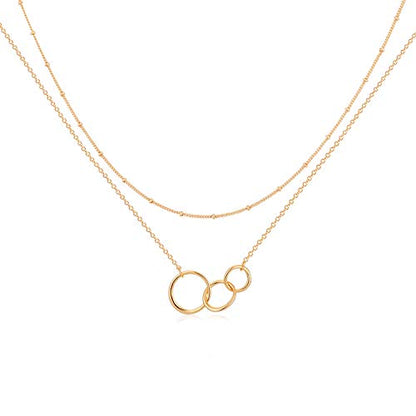 MEVECCO Dainty Pendant Layered Necklaces for Women | 18K Gold Plated Brass, 2-Piece Set With A Choker-Length Upper Layer, Wear Together Or Separately, Refined Everyday Style - style: Layered