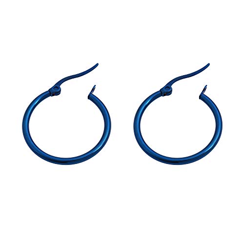 Rounded Hoops Earrings (20mm-60mm Diameter) - color: Blue 20mm