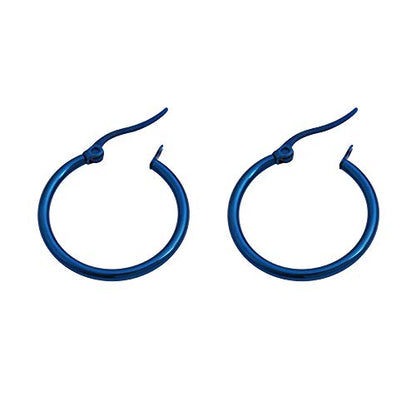 Rounded Hoops Earrings (20mm-60mm Diameter) - color: Blue 20mm