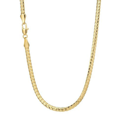 Gold Chain for Women & Men,14K Gold Necklace for Men &Women Flat Snake Chains for Womens Herringbone Curb Choker Chains Necklaces 3MM Width，18” 20” 22” 24” - size: 18inchs