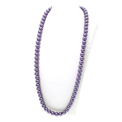 AAA+ Simulated Pearl Strand Necklace Colorful 10mm Pearls Choker Necklaces for Women 1920s Long Costume Jewelry Gift - color: long pearl necklace Purple 24 Inches