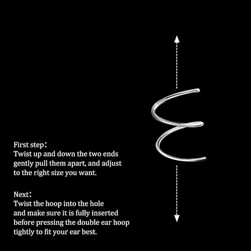 Sterling Silver Double Twist Hoop Earrings Tiny Spiral Second Hole Earrings Cartilage Double Hoop Piercing Earrings for Women Trendy -Silver & Gold - color: Silver