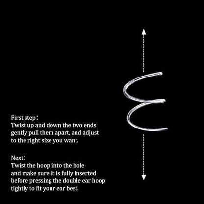 Sterling Silver Double Twist Hoop Earrings Tiny Spiral Second Hole Earrings Cartilage Double Hoop Piercing Earrings for Women Trendy -Silver & Gold - color: Silver