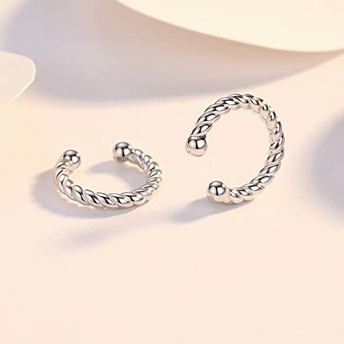 3Pcs 14K Gold Plated Cubic Zirconia Ear Cuffs for Non Pierced Ears Women, Hypoallergenic Sparkling Round Huggie Cartilage Earring Jewelry Gifts - color: silver