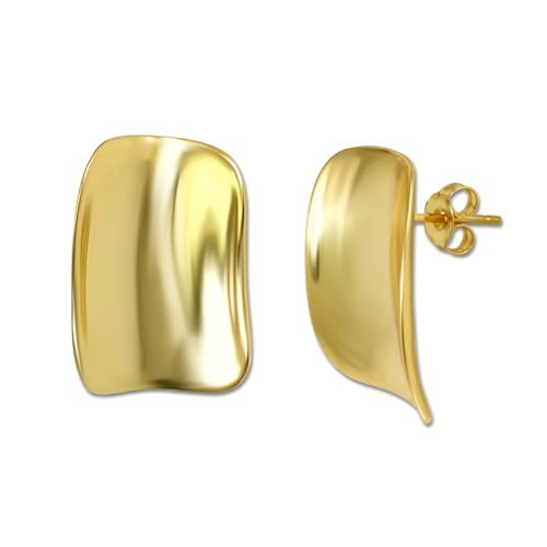 18K Gold Plated Sterling Silver Earrings for Women – Pure & Polished, Twist, Square, Hinged Tube, Abstract & Heart Shape Hoops – Lightweight, Hypoallergenic, Non-Tarnish Jewelry (Sizes: 3x35mm-46x30mm) - color: Gold, size: Rectangular Shape (22 x 16mm)