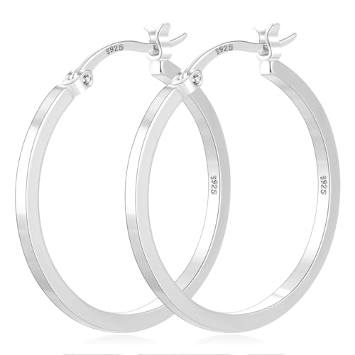 925 Sterling Silver Hoop Earrings Silver Hoops Earring Large Hoop Earrings | Jewelry for Her Gift Large Silver Hoop Earrings Hypoallergenic Thin Hoop Earring for Women Sensitive Ears 20/30/40/50/60/70mm - color: 30mm Silver