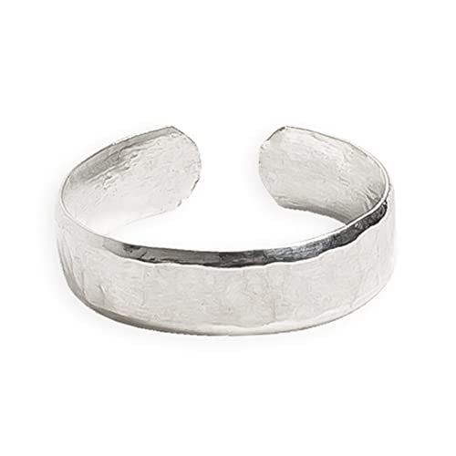 TOE RINGS & THINGS | 5mm Wide Hammered Toe Ring .925 Sterling Silver | Adjustable Size | Unisex Style for Men or Women