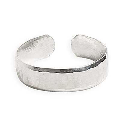 TOE RINGS & THINGS | 5mm Wide Hammered Toe Ring .925 Sterling Silver | Adjustable Size | Unisex Style for Men or Women