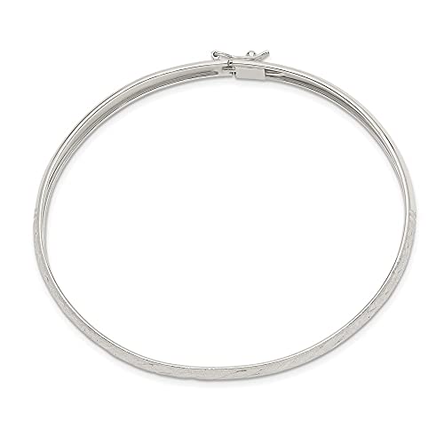 925 Sterling Silver 6.5mm Diamond-Cut Flexible Bangle Bracelet 7.25"