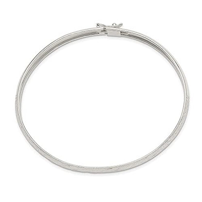 925 Sterling Silver 6.5mm Diamond-Cut Flexible Bangle Bracelet 7.25"