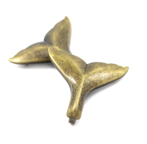 bezelry 3 Pairs Whale Tail Cape or Cloak Clasp Fasteners. 62mm x 35mm Fastened. Sew On Hooks and Eyes Cardigan Clip (Antique Brass) - color: Antique Brass