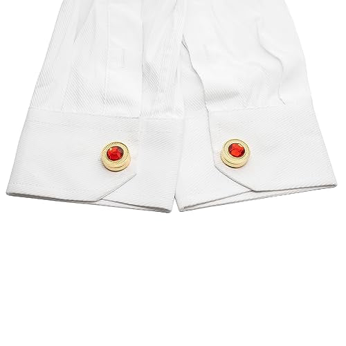 Mens Button Covers Tuxedo Shirt Cufflinks Alternative | Fake cufflinks and alternative fashion jewelry accessories for mens formal business dress shirts suits and groomsmen - color: H Golden red