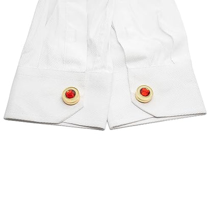 Mens Button Covers Tuxedo Shirt Cufflinks Alternative | Fake cufflinks and alternative fashion jewelry accessories for mens formal business dress shirts suits and groomsmen - color: H Golden red