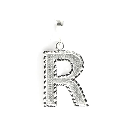 Personalized 1.0 Inch Solid.925 Sterling Silver Initial A-Z Charm - style: R