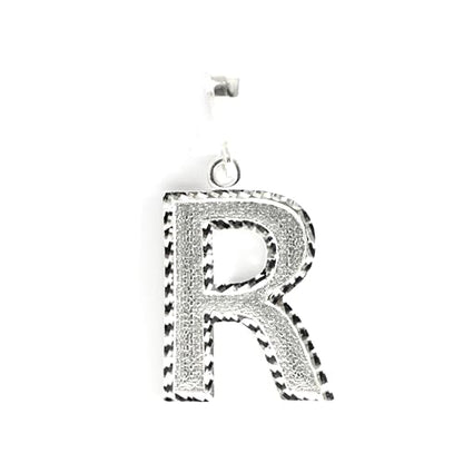 Personalized 1.0 Inch Solid.925 Sterling Silver Initial A-Z Charm - style: R