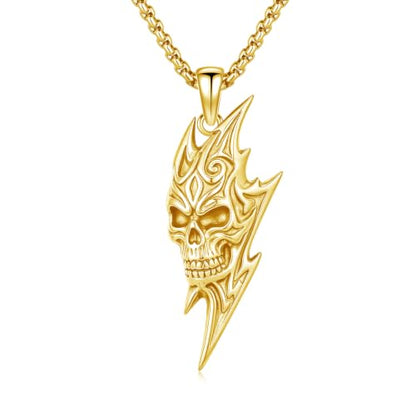 Skull Necklace for Men Women Gothic Skull Necklace for Men Women - style: 14K Skull necklace#1