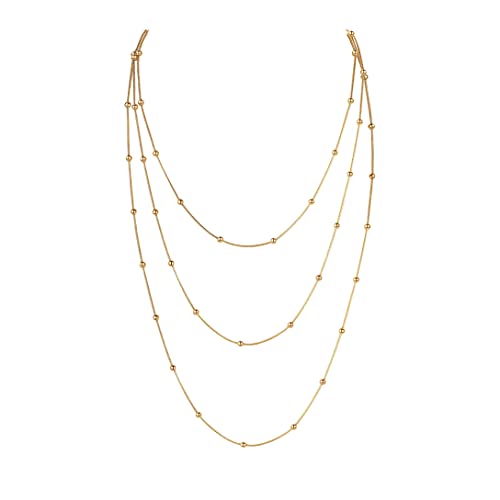 COLORFUL BLING Multilayer Choker Long Chain Tassel Pendant Necklace for Women Beads Necklace Long Bar Charm Chain Jewelry - color: I three beads