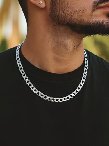 ChainsHouse Cuban Link Chain Necklace Men Women, 5/9/12/15mm Width, Stainless Steel/14K Gold Plated Cuban Necklace, 14"-30" Length, with Gift Box - color: B: Cuban-9mm-steel, size: 20.0 Inches