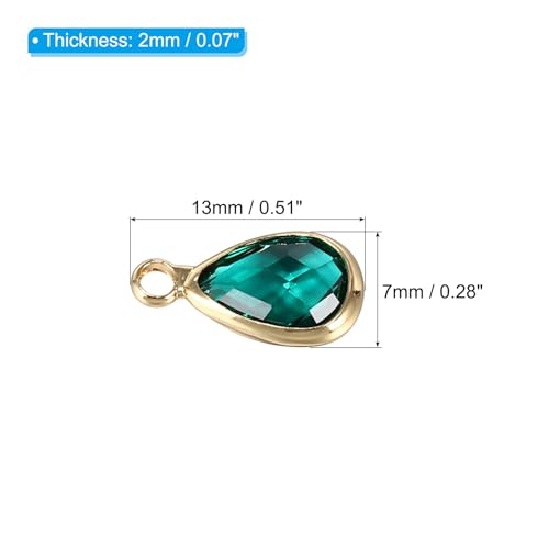 PATIKIL Birthstone Charm Beads Drop Pendant, Handmade Birthstone for Personalized Earrings Bracelet Necklace - color: Green, size: 0.51" x 0.28"