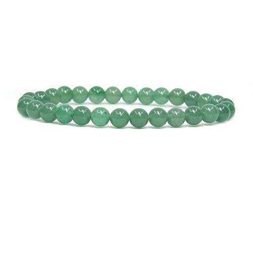 Angelstones Gemstones 6mm Round Beads Healing Crystal Bracelet for women | Natural Gemstone, Handmade Gifts for Women, Healing Crystal Round Beaded Stretch Bracelets, Unisex Jewelry for Women and Men - color: Green Aventurine