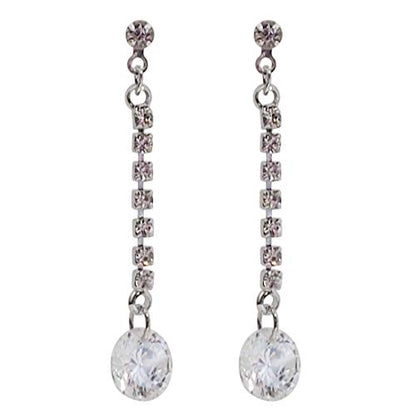 Drop Cubic Zirconia Invisible Clip On Earrings for Women Not Pierced Gold Teardrop Sqaure CZ Crystal Dangle Gold Silver Comfortable Clip On Earrings Bridal Wedding Prom - color: Round Silver