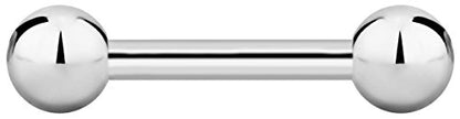 Forbidden Body Jewelry nipple barbell, nipple bars, silver nipplerings piercing Surgical Steel 8g - 18g Straight Barbell Body Jewelry (Sold Individually) - style: 10G 14mm (9/16") 6mm Balls