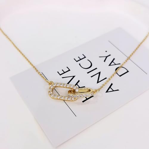 Zeffy Diamond Necklaces for Women, Dainty Gold Necklace 18k Gold Plated Layered Necklaces Simple Gold CZ Diamond Pendant Necklaces for Women Trendy Jewelry Gifts for Girls - color: Gold Diamond Paperclip Necklace