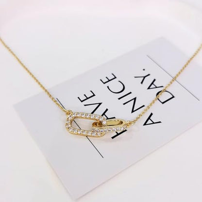 Zeffy Diamond Necklaces for Women, Dainty Gold Necklace 18k Gold Plated Layered Necklaces Simple Gold CZ Diamond Pendant Necklaces for Women Trendy Jewelry Gifts for Girls - color: Gold Diamond Paperclip Necklace