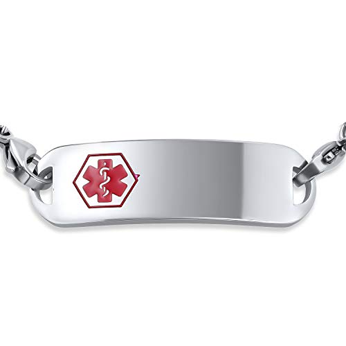 Bling Jewelry Personalize Medical Identification Medical ID Figaro Link Bracelet For Men Steel 8.5in Custom Engraved - style: Figaro-No Engraving