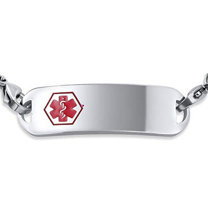 Bling Jewelry Personalize Medical Identification Medical ID Figaro Link Bracelet For Men Steel 8.5in Custom Engraved - style: Figaro-No Engraving