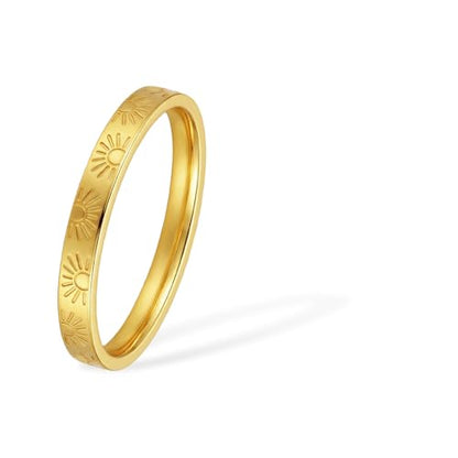 Sunshine Engraved Rings for Women Men,18k Gold Plated Stacking Ring | 18k Gold Plated Titanium Stacking Rings,'You Are My Sunshine' Statement Bands - color: Gold-2mm