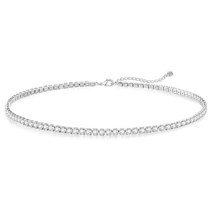 HAXIYA Tennis Necklace Bracelet for Women, Sterling Sliver Jewelry Set, Silver/Gold Chocker Necklace, Crystal Bracelet for Women, Wedding Jewelry for Bride, Sparkly Party Prom Hypoallergenic - color: Tennis Neclace - Silver