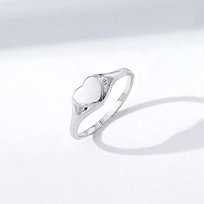 Amazon Essentials 14K Plated Sterling Silver Round Signet Ring - color: Silver, size: 6, style: Heart