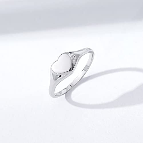 Amazon Essentials 14K Plated Sterling Silver Round Signet Ring - color: Silver, size: 9, style: Heart