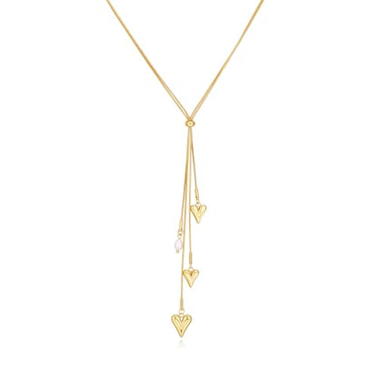 Gold Lariat Necklace for Women Heart Pearl Y - Shaped Long Necklace Simple Chain Trendy Jewelry Gifts - color: Gold-A