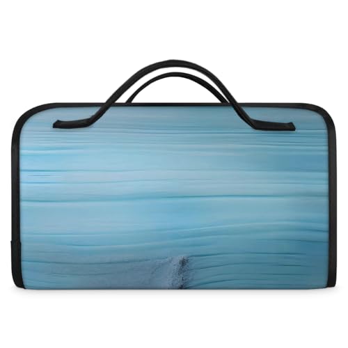 Blue Ocean Starfish Seashell Hanging Roll Up Cosmetic Bag with 4 Removable Storage Bags Waterproof Foldable Toiletry Kit for Women - color: Multicolor 4