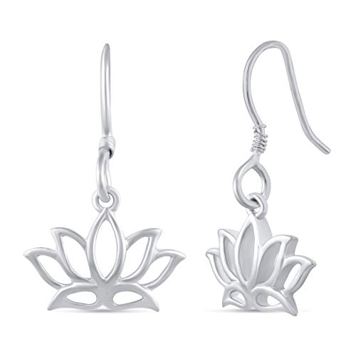 Charm Earrings Hoop set in 925 Sterling Silver for women Open Lotus Flower | Simulated Blue Sapphire | Tiny Lotus | Circle | Climber Crawler - style: Tiny Lotus