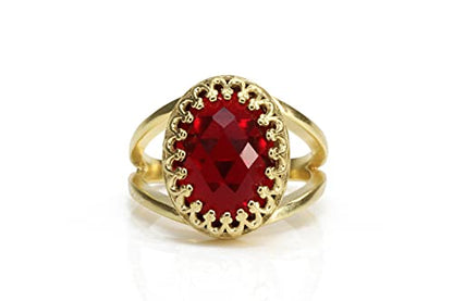 Striking Garnet Ring in 14k Gold-filled Ring Band - January Birthstone Rings Handcrafted by Skilled Artisan - Sizes 3-12.5 - Garnet Jewelry for Every Occasion - with Fancy Box