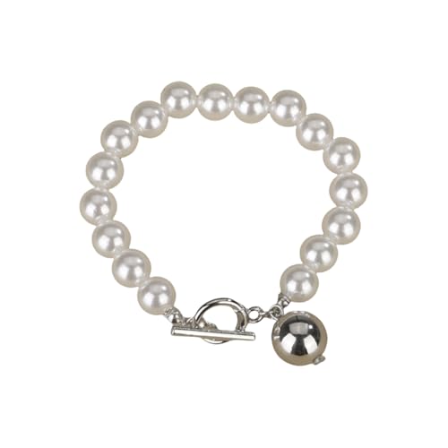 Aimimier Classic Faux Pearl Bracelet with Toggle Clasp Round Bead Bridal Cuff Wrap Bangle Prom Party Festival Statement Jewelry for Women