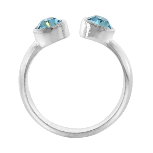 Sterling Silver Birthstone Colors Crystal Toe Ring for Women Open Top Midi Ring Knuckle Ring Adjustable sizes 2 to 4 - style: Aqua Blue