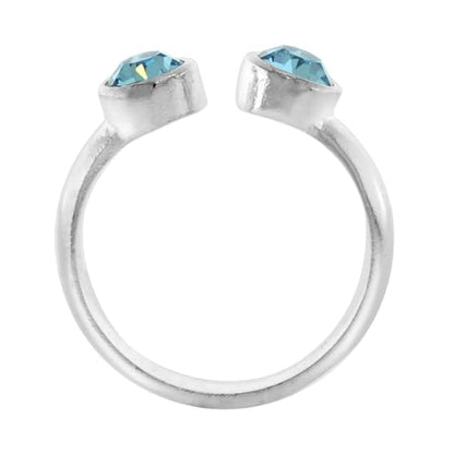Sterling Silver Birthstone Colors Crystal Toe Ring for Women Open Top Midi Ring Knuckle Ring Adjustable sizes 2 to 4 - style: Aqua Blue